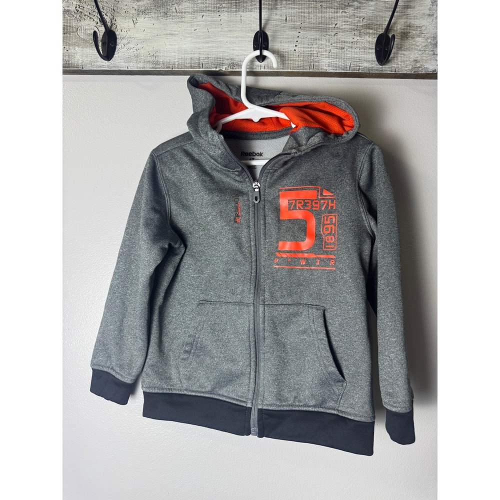 Reebok Boys Power 1895 Hoodie Sweatshirt, Grey, Size 4